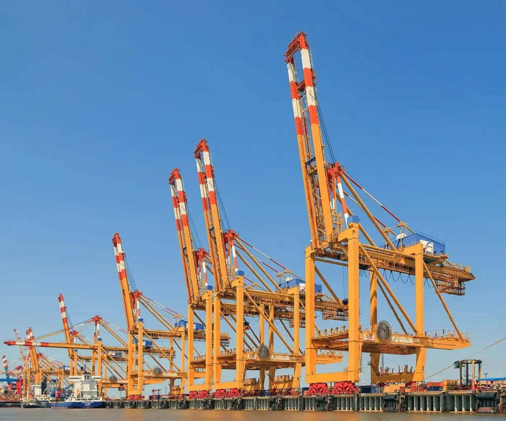 Container gantry cranes at a port terminal