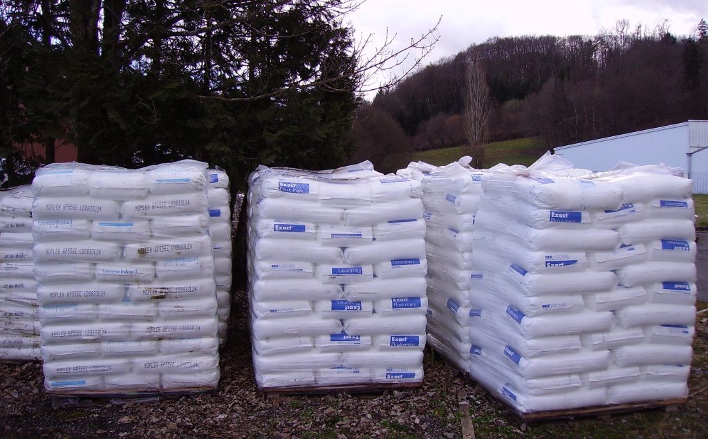 Bags of plastic granules